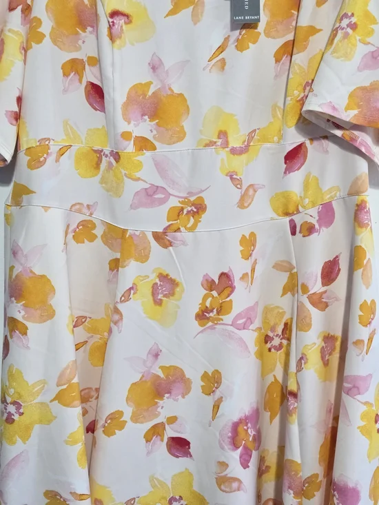 Lane Bryant Floral Fit & Flare Dress Size 20 NWT Pink Yellow Spring Midi - Picture 4 of 6